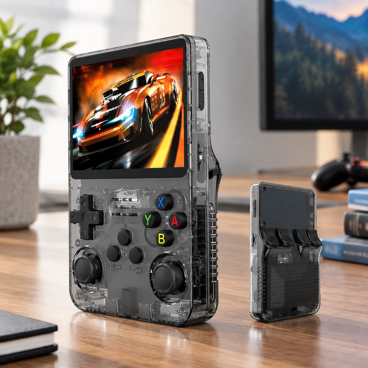 Nenurodyta R36S Retro Gaming Console Linux System 3.5 Inch IPS Screen R35s Pro Portable Pocket Video Player 64 GB Games, Black — Computers