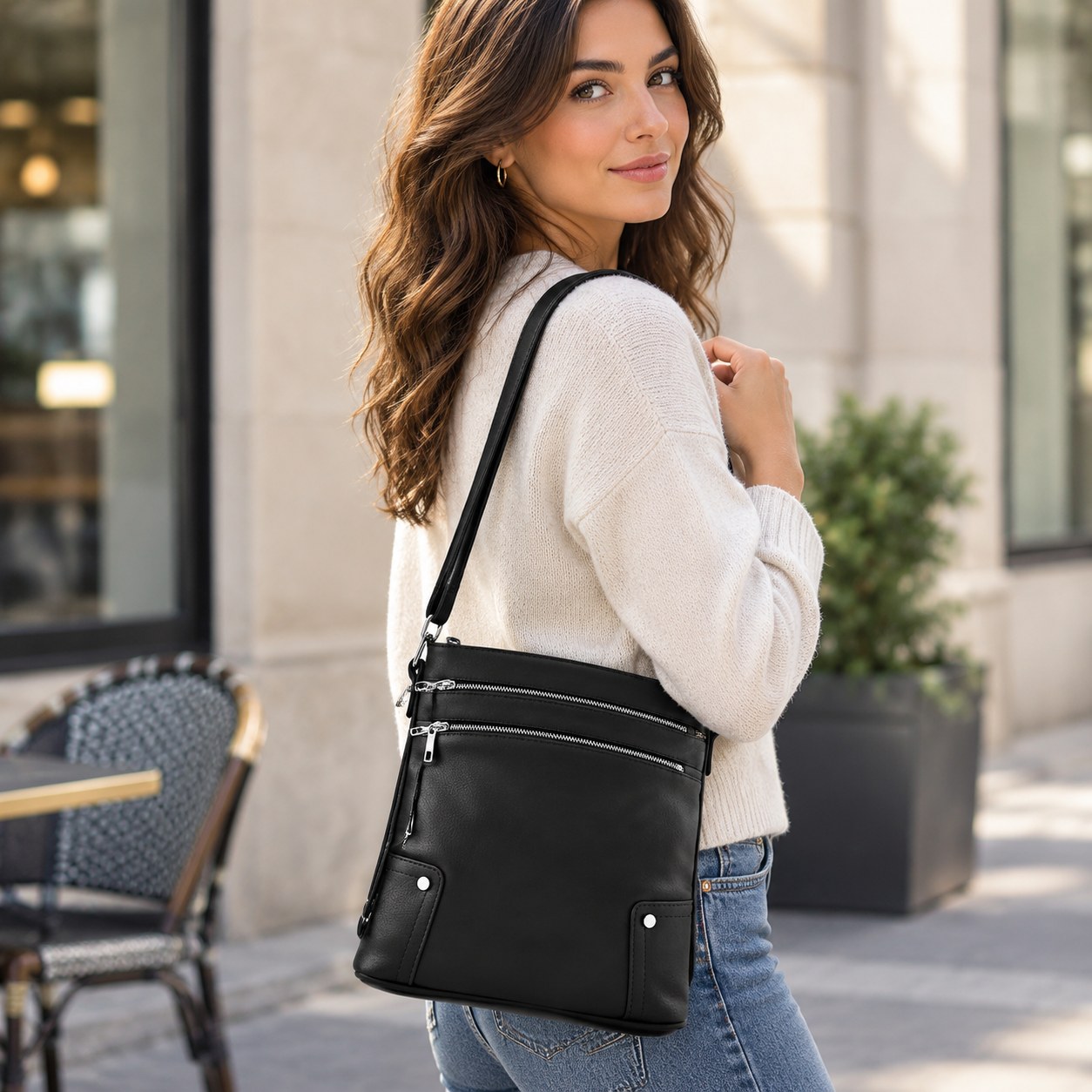 Casual Canvas Retro S Bag moteriška petnešinė rankinė. Kasdienė paprasta mados kuprinė – moterų kuprinė, juoda — Drabužiai, batai ir aksesuarai