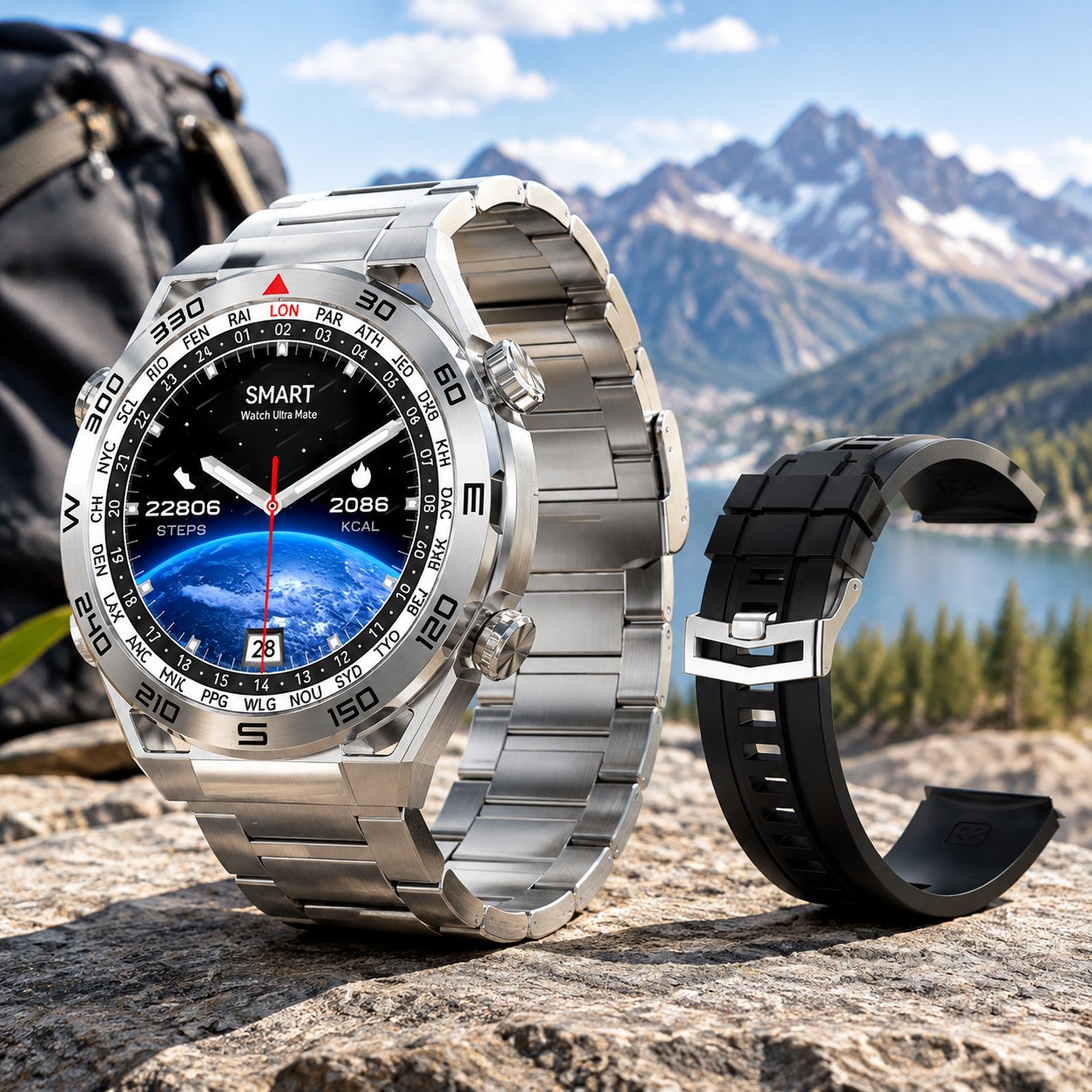 DT NO.1 DT Ultra Mate Smartwatch with Route Tracking, Original Metal Silver Box — Furniture and interior