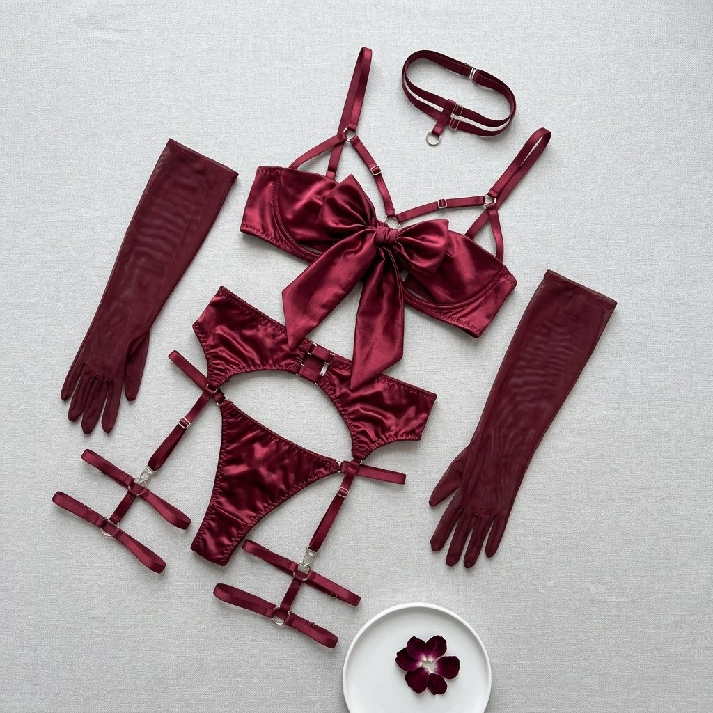 Nenurodyta Morana Lingerie Set, Red — Clothing, shoes and accessories