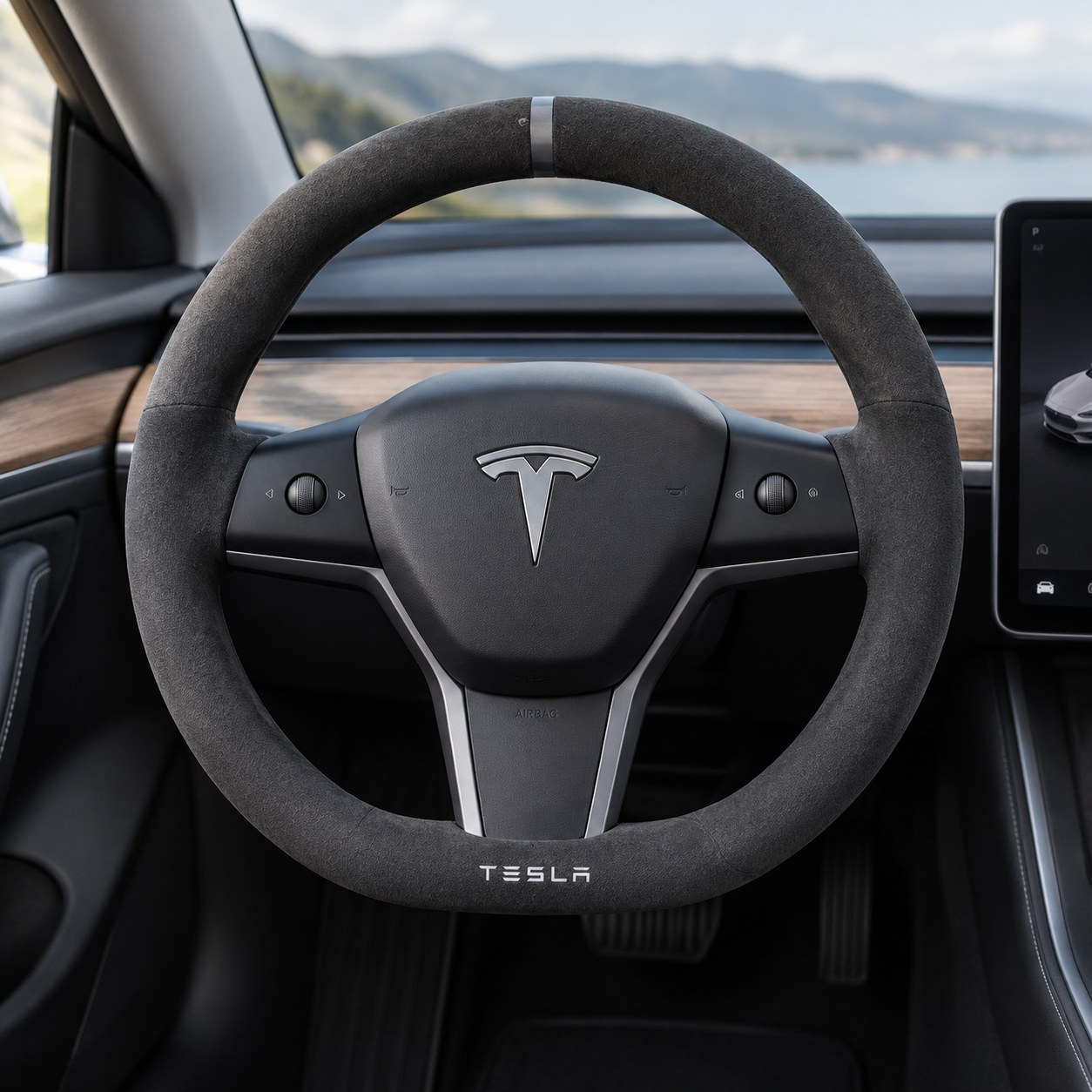 Tesla Model 3 Y X S stūres vāks 4 sezonām, 36–38 cm diametrs, ādas stūres vāks, automašīnas salonam, D tips 38cm P S