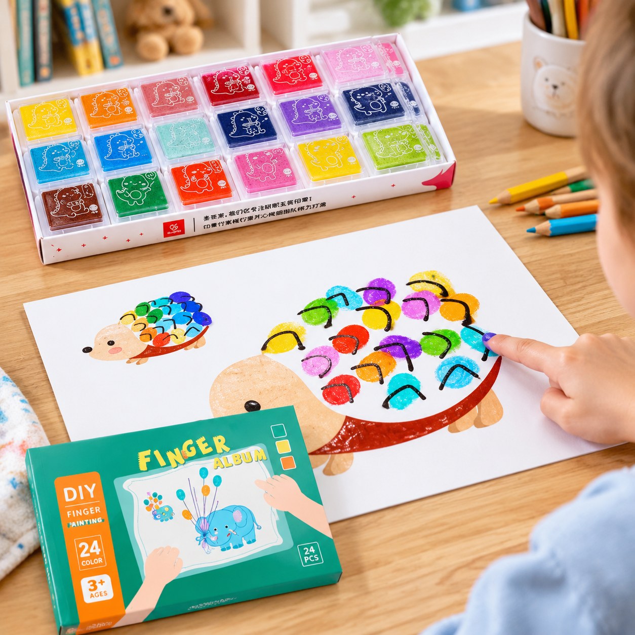 Nenurodyta Finger Painting Set, 24 Colors — Kids and baby
