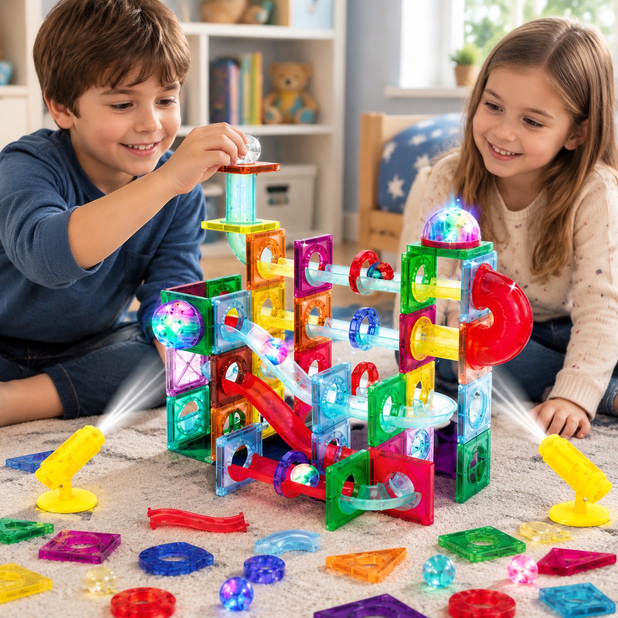 Nenurodyta Magnetic Glowing Building Set, 110 Pieces — Toys