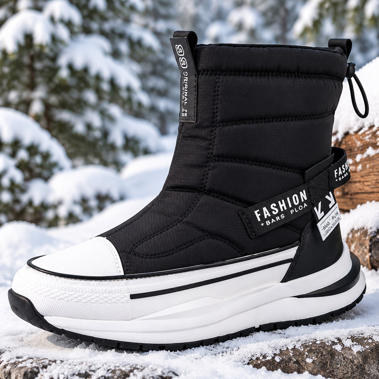 (42-Z88 Black White) Women's Winter Boots 2024 Multi-Color Snow Boots Thickened Warm Non-Slip Couple Boots Plush Water-Resistant Casual Shoes for Men, Size 42 — Clothing, shoes and accessories