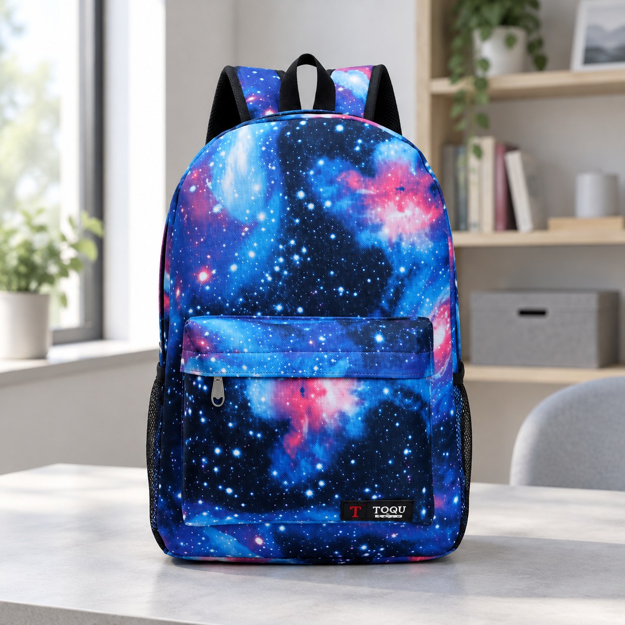 Printed Casual School Bag for Teens - Blue — Clothing, shoes and accessories
