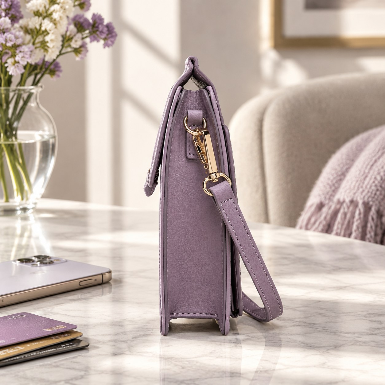 Women's 6.3-inch Phone Crossbody Bag with 6 Card Slots - DTTT-Violet, Purple — Clothing, shoes and accessories