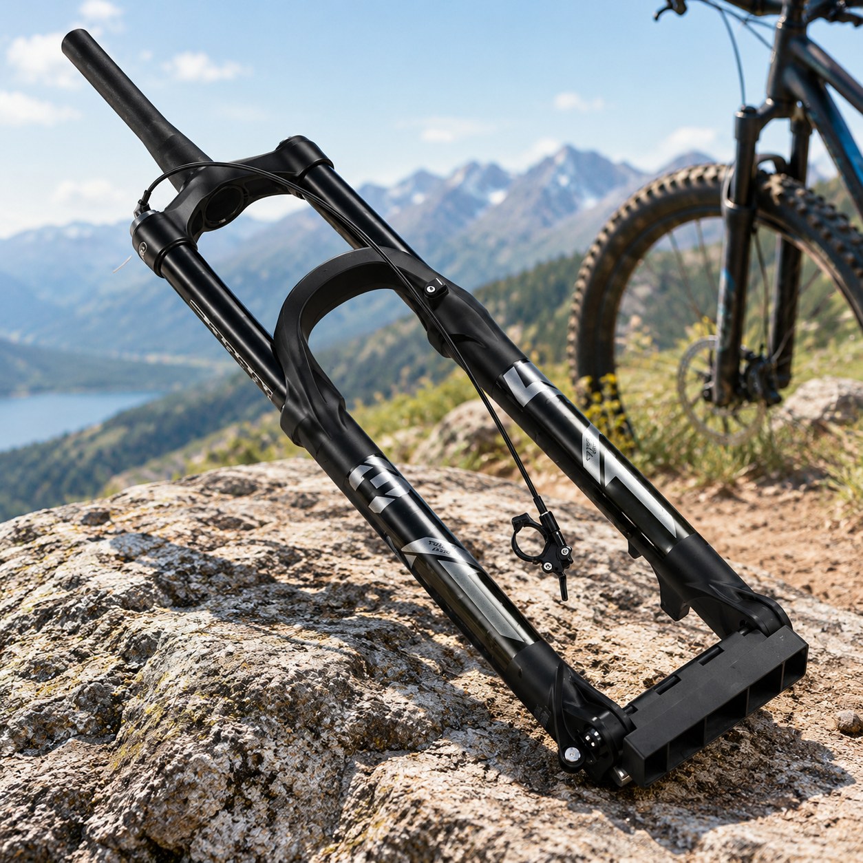 Nenurodyta Front Mountain Bike Fork, 175 mm Travel, Bicycle Suspension Fork, Tapered Steerer, Remote Lockout, Bolt-On Axle, 29 Inches — Sport and outdoors
